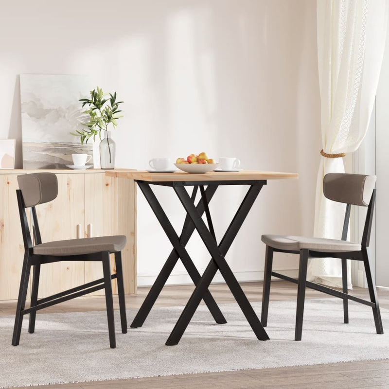 vidaXL tömör fenyőfa és öntöttvas étkezőasztal X-vázzal 70x70x75,5 cm