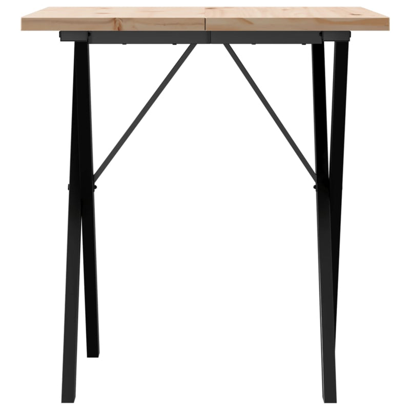 vidaXL tömör fenyőfa és öntöttvas étkezőasztal X-vázzal 70x70x75,5 cm