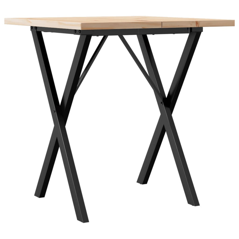 vidaXL tömör fenyőfa és öntöttvas étkezőasztal X-vázzal 70x70x75,5 cm