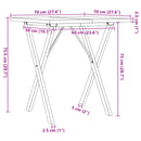vidaXL tömör fenyőfa és öntöttvas étkezőasztal X-vázzal 70x70x75,5 cm