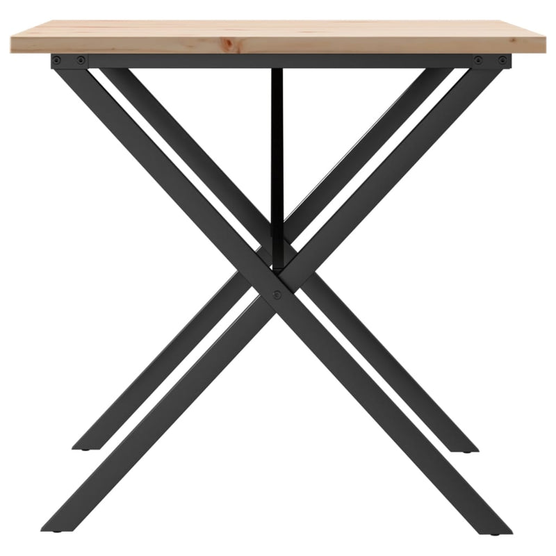 vidaXL tömör fenyőfa és acél étkezőasztal X-vázzal 90x90x75,5 cm