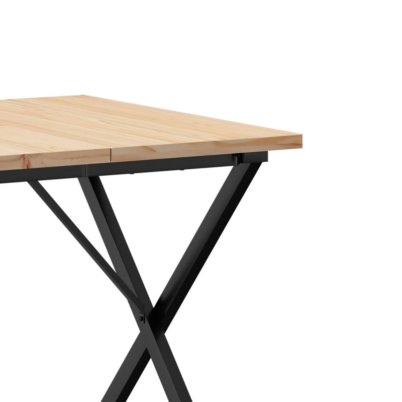 vidaXL tömör fenyőfa és acél étkezőasztal X-vázzal 90x90x75,5 cm