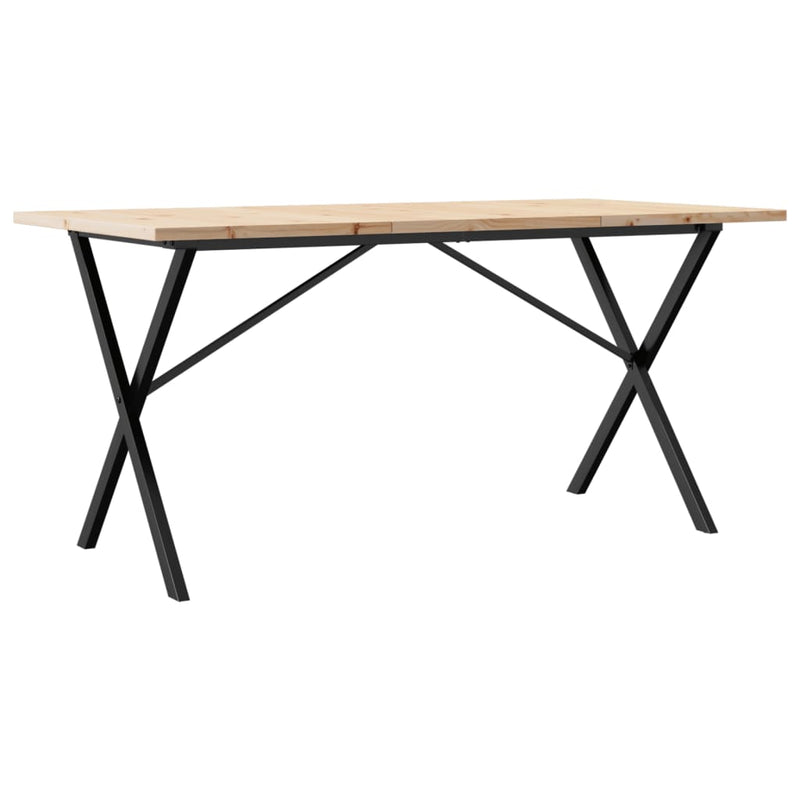 vidaXL tömör fenyőfa és öntöttvas étkezőasztal X-vázzal 140x80x75,5 cm