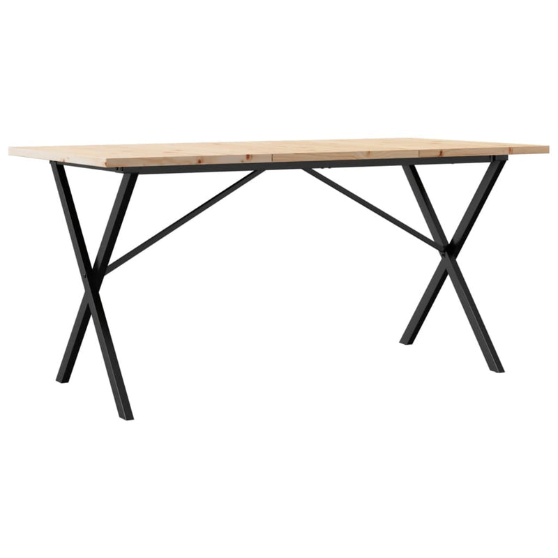 vidaXL tömör fenyőfa és öntöttvas étkezőasztal X-vázzal 140x80x75,5 cm