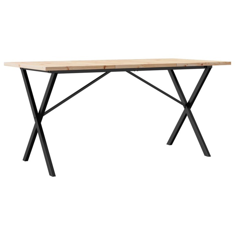 vidaXL tömör fenyőfa és öntöttvas étkezőasztal X-vázzal 160x80x75,5 cm