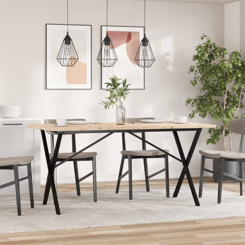 vidaXL tömör fenyőfa és öntöttvas étkezőasztal X-vázzal 160x80x75,5 cm