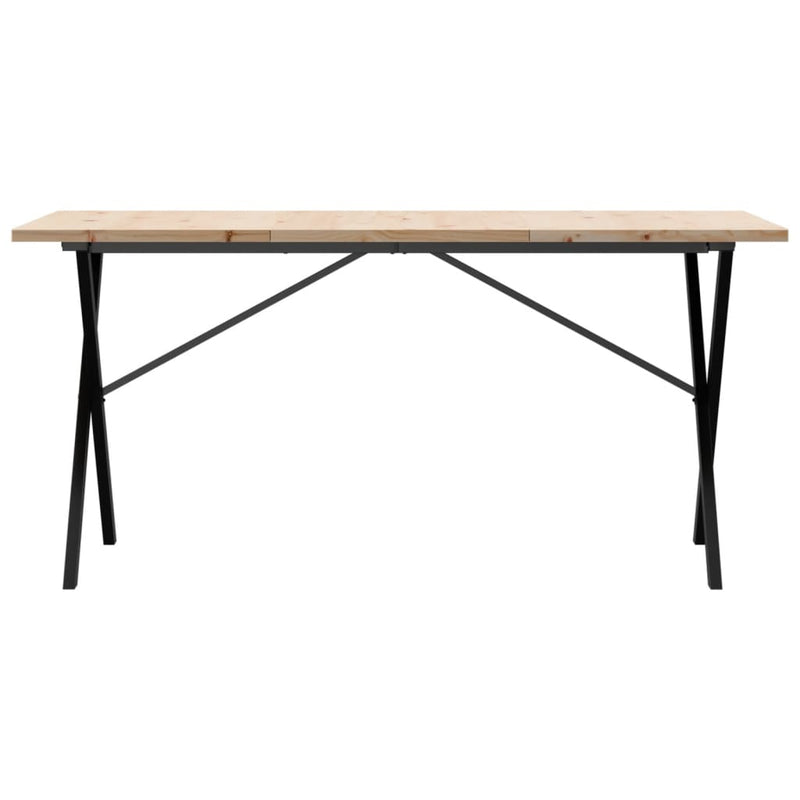 vidaXL tömör fenyőfa és öntöttvas étkezőasztal X-vázzal 160x80x75,5 cm