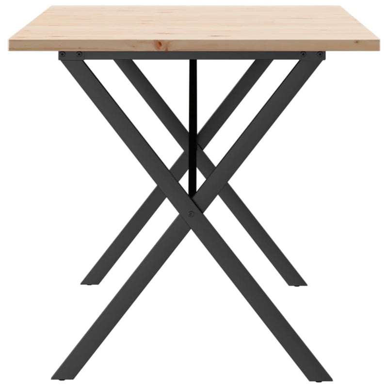 vidaXL tömör fenyőfa és öntöttvas étkezőasztal X-vázzal 160x80x75,5 cm