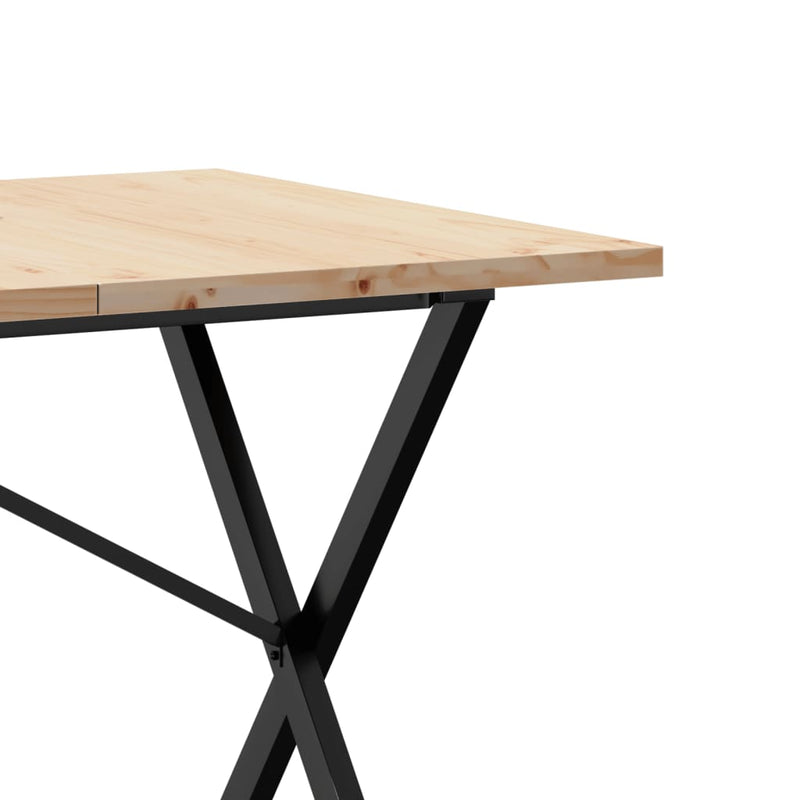 vidaXL tömör fenyőfa és öntöttvas étkezőasztal X-vázzal 160x80x75,5 cm