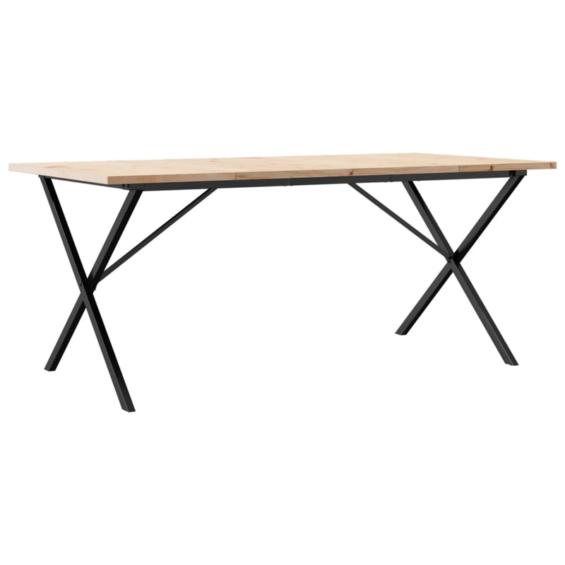vidaXL tömör fenyőfa és öntöttvas étkezőasztal X-vázzal 180x90x75,5 cm
