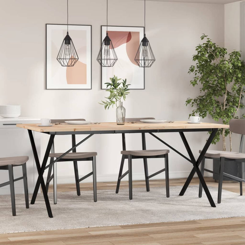 vidaXL tömör fenyőfa és öntöttvas étkezőasztal X-vázzal 180x90x75,5 cm
