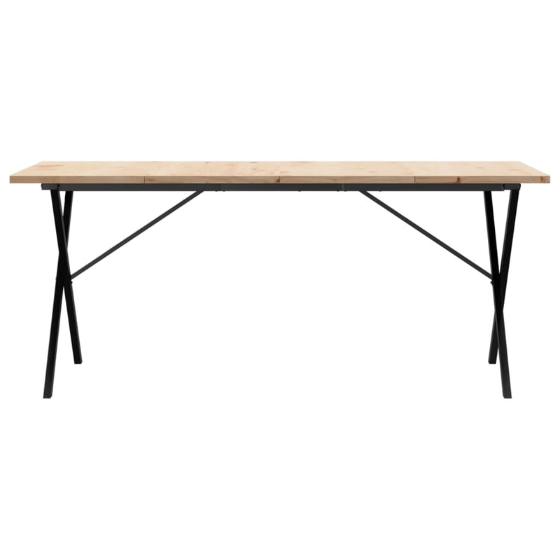 vidaXL tömör fenyőfa és öntöttvas étkezőasztal X-vázzal 180x90x75,5 cm