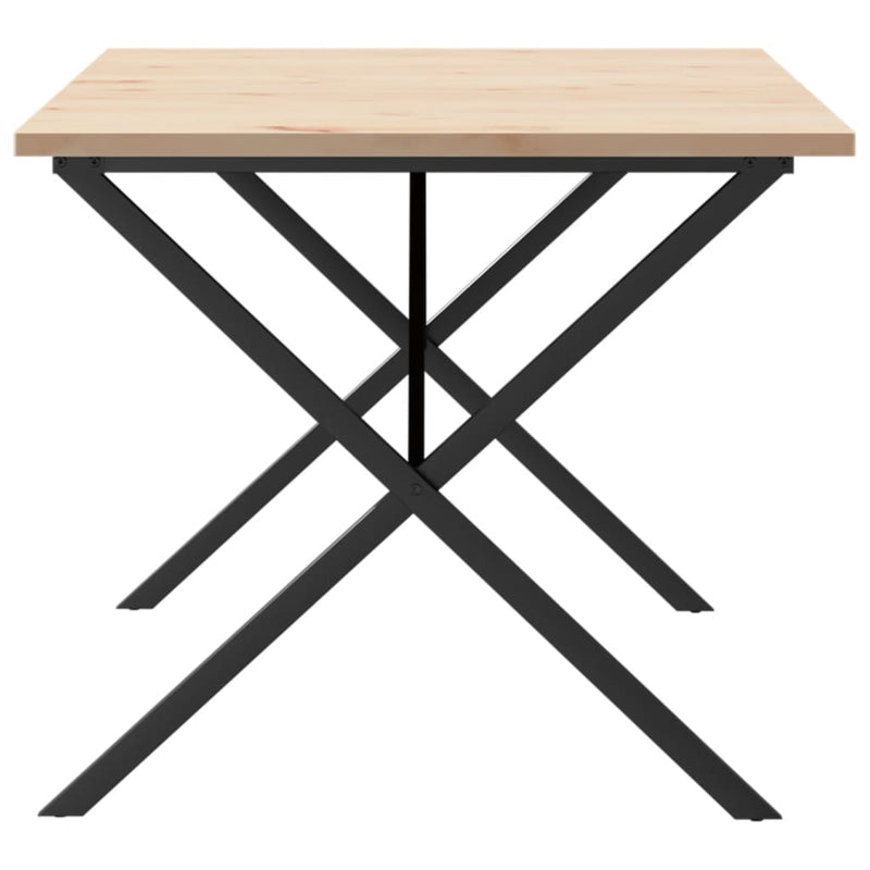 vidaXL tömör fenyőfa és öntöttvas étkezőasztal X-vázzal 180x90x75,5 cm