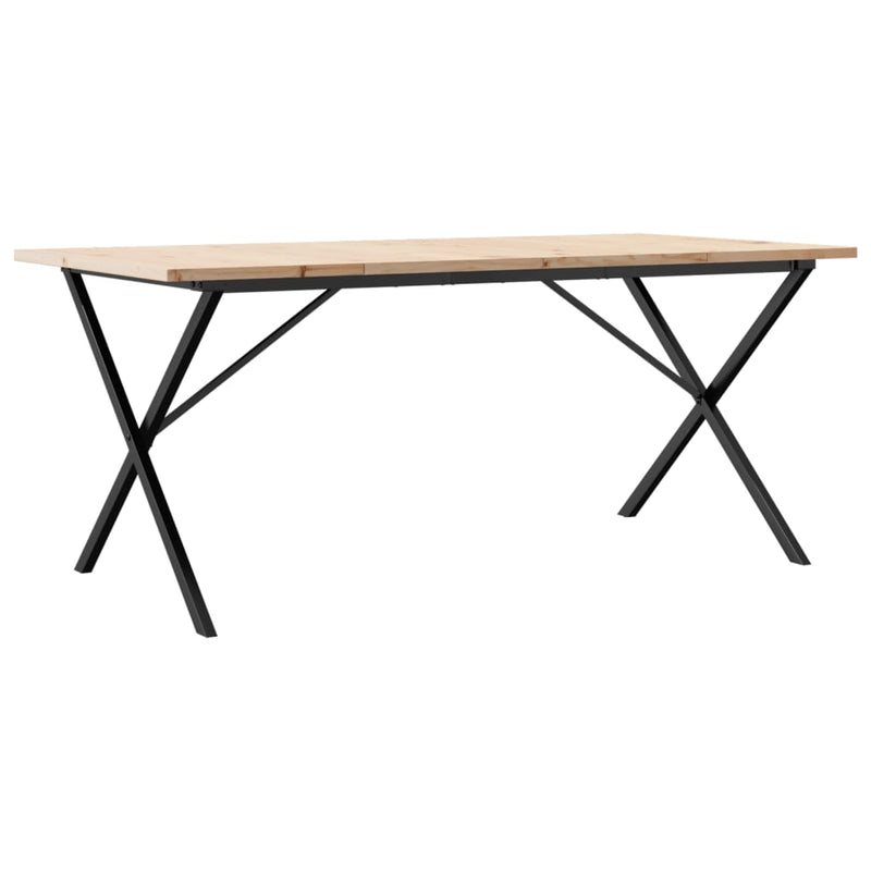vidaXL tömör fenyőfa és öntöttvas étkezőasztal X-vázzal 180x90x75,5 cm