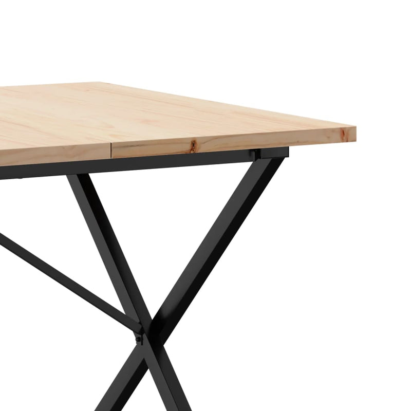vidaXL tömör fenyőfa és öntöttvas étkezőasztal X-vázzal 180x90x75,5 cm