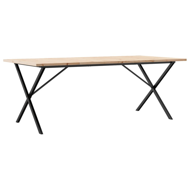 vidaXL tömör fenyőfa és öntöttvas X-vázú étkezőasztal 200x100x75,5 cm