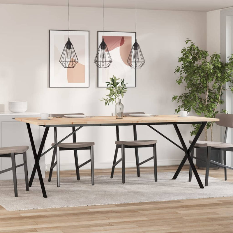 vidaXL tömör fenyőfa és öntöttvas X-vázú étkezőasztal 200x100x75,5 cm