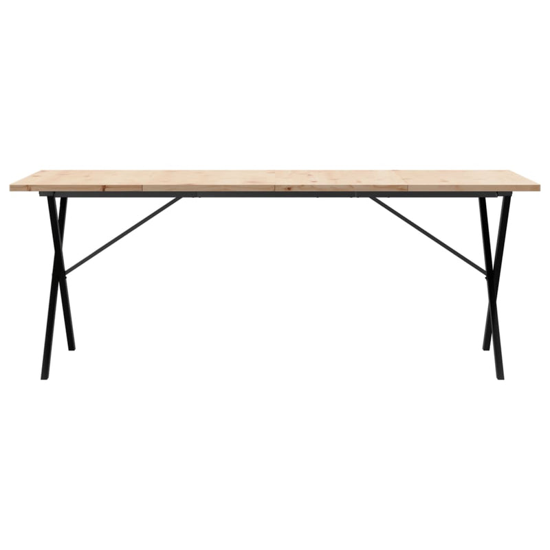 vidaXL tömör fenyőfa és öntöttvas X-vázú étkezőasztal 200x100x75,5 cm