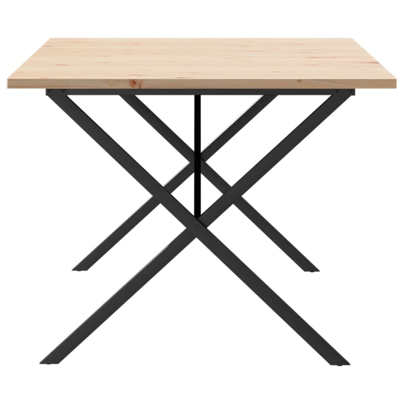 vidaXL tömör fenyőfa és öntöttvas X-vázú étkezőasztal 200x100x75,5 cm