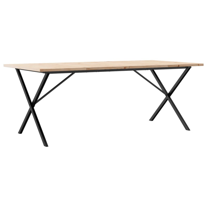 vidaXL tömör fenyőfa és öntöttvas X-vázú étkezőasztal 200x100x75,5 cm