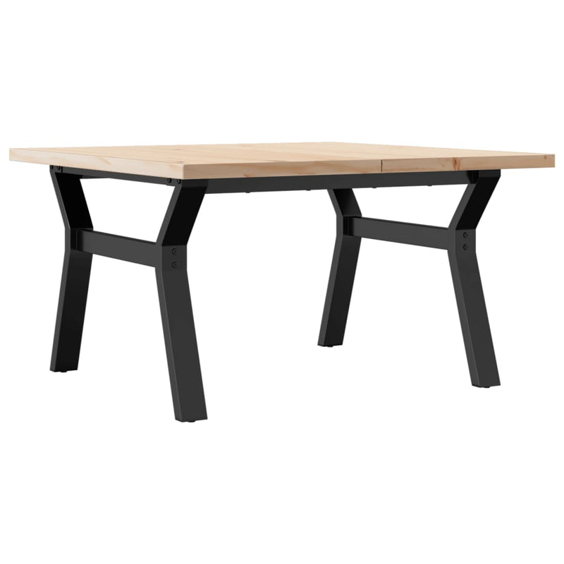 vidaXL tömör fenyőfa és acél Y-vázú dohányzóasztal 80x80x45,5 cm
