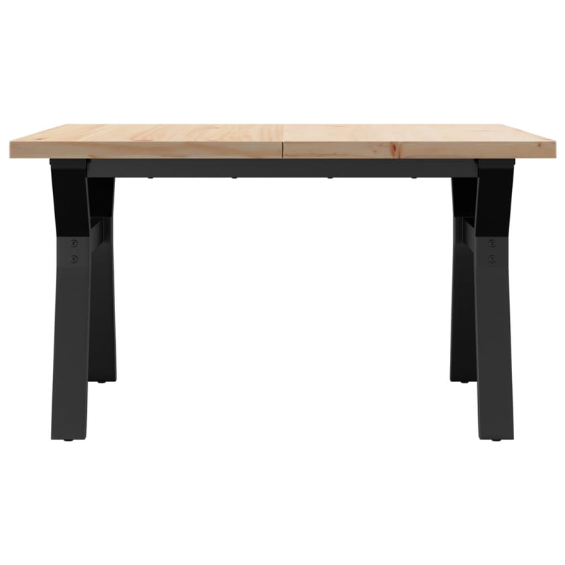 vidaXL tömör fenyőfa és acél Y-vázú dohányzóasztal 80x80x45,5 cm