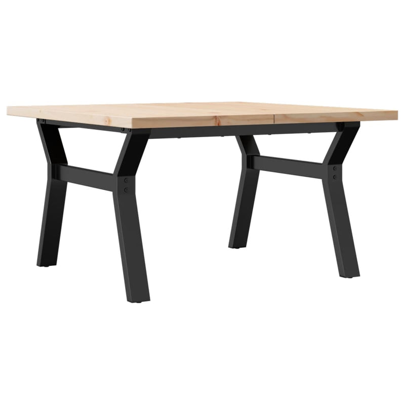 vidaXL tömör fenyőfa és acél Y-vázú dohányzóasztal 80x80x45,5 cm