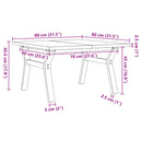 vidaXL tömör fenyőfa és acél Y-vázú dohányzóasztal 80x80x45,5 cm