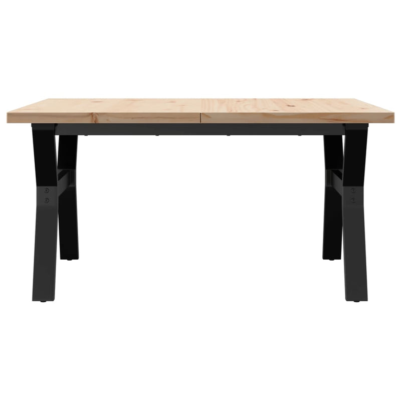 vidaXL tömör fenyőfa és acél Y-vázú dohányzóasztal 90x90x45,5 cm