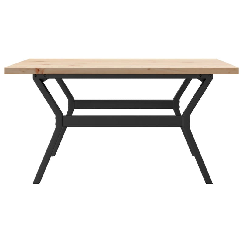 vidaXL tömör fenyőfa és acél Y-vázú dohányzóasztal 90x90x45,5 cm