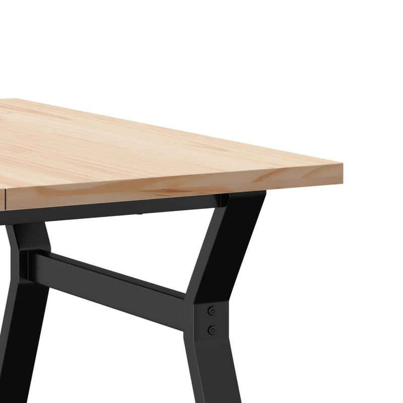 vidaXL tömör fenyőfa és acél Y-vázú dohányzóasztal 90x90x45,5 cm