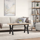 vidaXL tömör fenyőfa és acél Y-vázú dohányzóasztal 100x50x45,5 cm