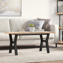 vidaXL tömör fenyőfa és acél Y-vázú dohányzóasztal 100x50x45,5 cm