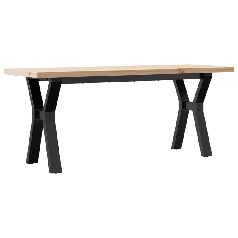 vidaXL tömör fenyőfa és acél Y-vázú dohányzóasztal 110x40x45,5 cm