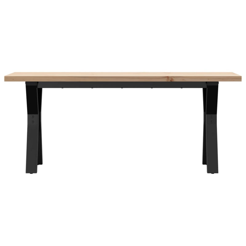 vidaXL tömör fenyőfa és acél Y-vázú dohányzóasztal 110x40x45,5 cm