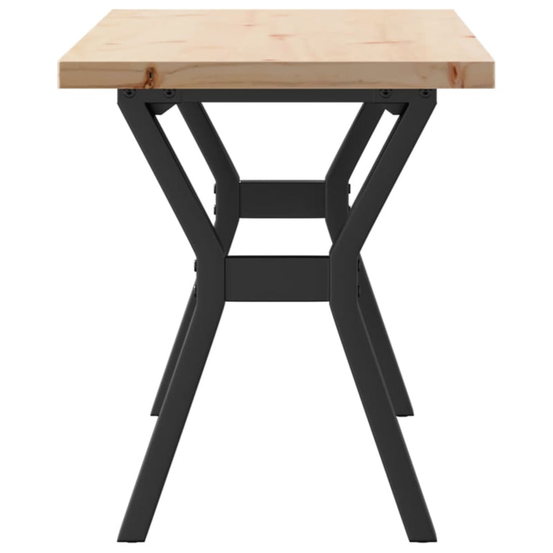 vidaXL tömör fenyőfa és acél Y-vázú dohányzóasztal 110x40x45,5 cm