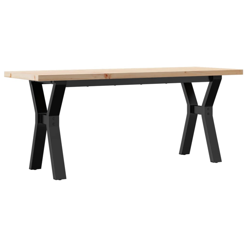 vidaXL tömör fenyőfa és acél Y-vázú dohányzóasztal 110x40x45,5 cm
