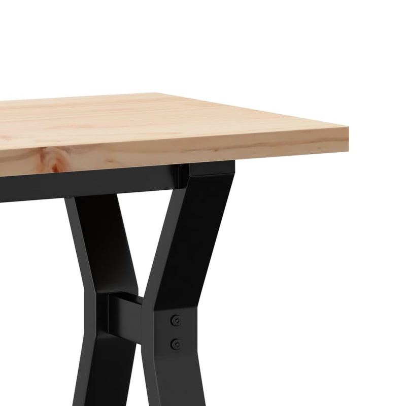 vidaXL tömör fenyőfa és acél Y-vázú dohányzóasztal 110x40x45,5 cm