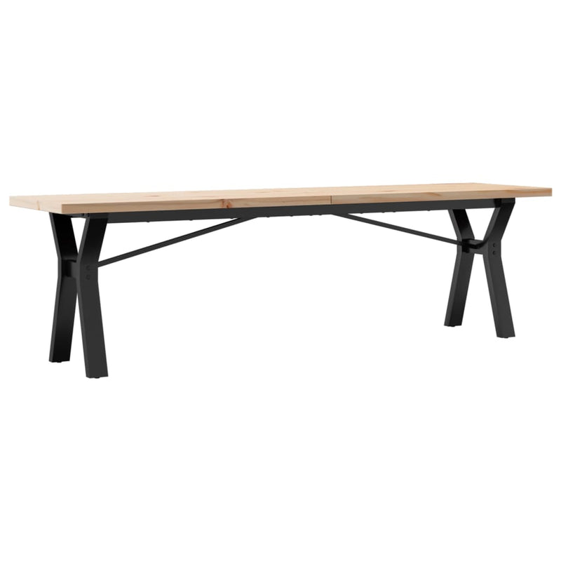 vidaXL tömör fenyőfa és öntöttvas Y-vázú dohányzóasztal 160x40x45,5 cm