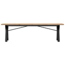 vidaXL tömör fenyőfa és öntöttvas Y-vázú dohányzóasztal 160x40x45,5 cm