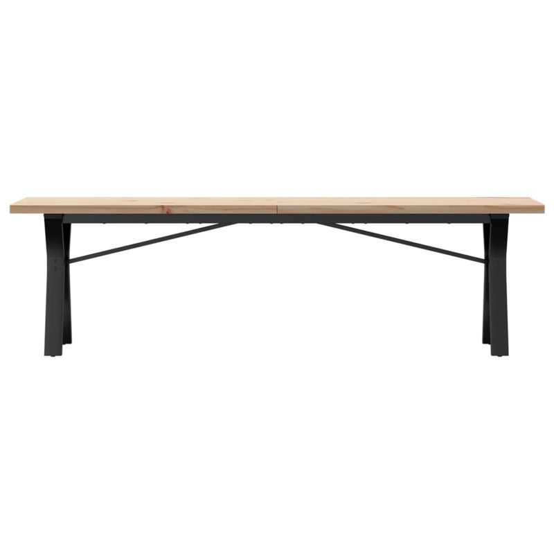 vidaXL tömör fenyőfa és öntöttvas Y-vázú dohányzóasztal 160x40x45,5 cm