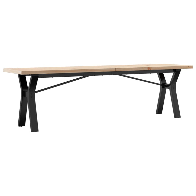 vidaXL tömör fenyőfa és öntöttvas Y-vázú dohányzóasztal 160x40x45,5 cm