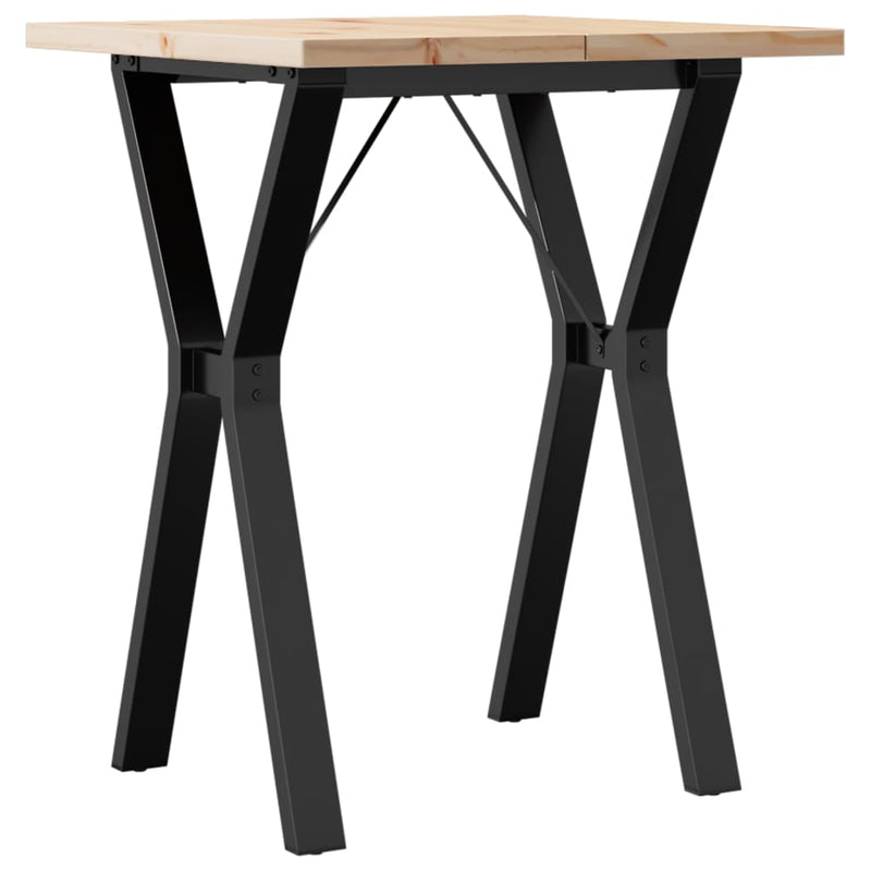 vidaXL tömör fenyőfa és acél étkezőasztal Y-vázzal 60x60x75,5 cm