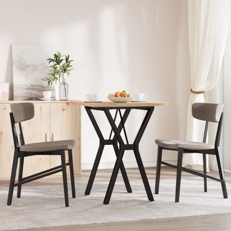 vidaXL tömör fenyőfa és acél étkezőasztal Y-vázzal 60x60x75,5 cm