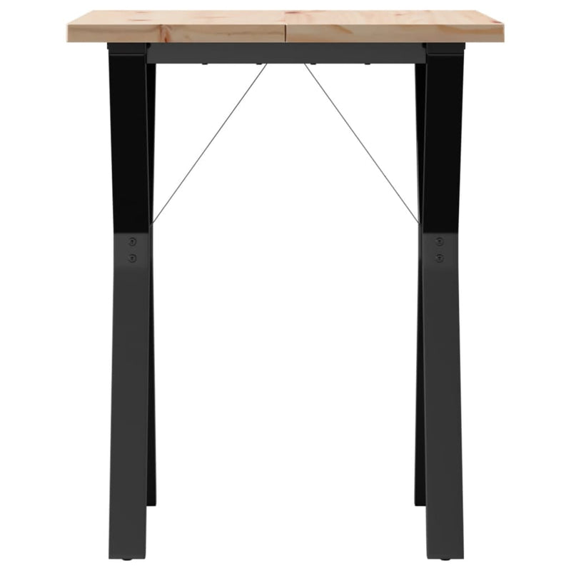 vidaXL tömör fenyőfa és acél étkezőasztal Y-vázzal 60x60x75,5 cm