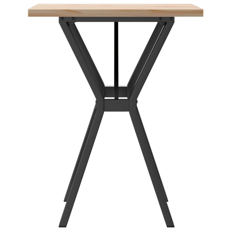 vidaXL tömör fenyőfa és acél étkezőasztal Y-vázzal 60x60x75,5 cm