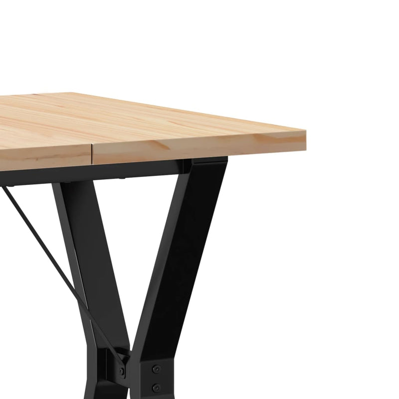 vidaXL tömör fenyőfa és acél étkezőasztal Y-vázzal 60x60x75,5 cm