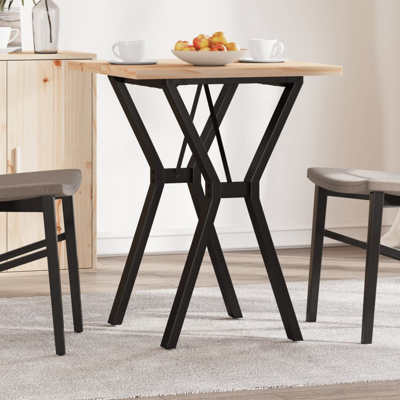 vidaXL tömör fenyőfa és acél étkezőasztal Y-vázzal 60x60x75,5 cm