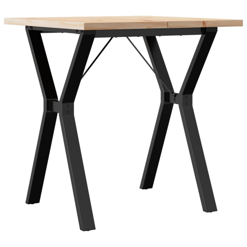 vidaXL tömör fenyőfa és acél étkezőasztal Y-vázzal 70x70x75,5 cm
