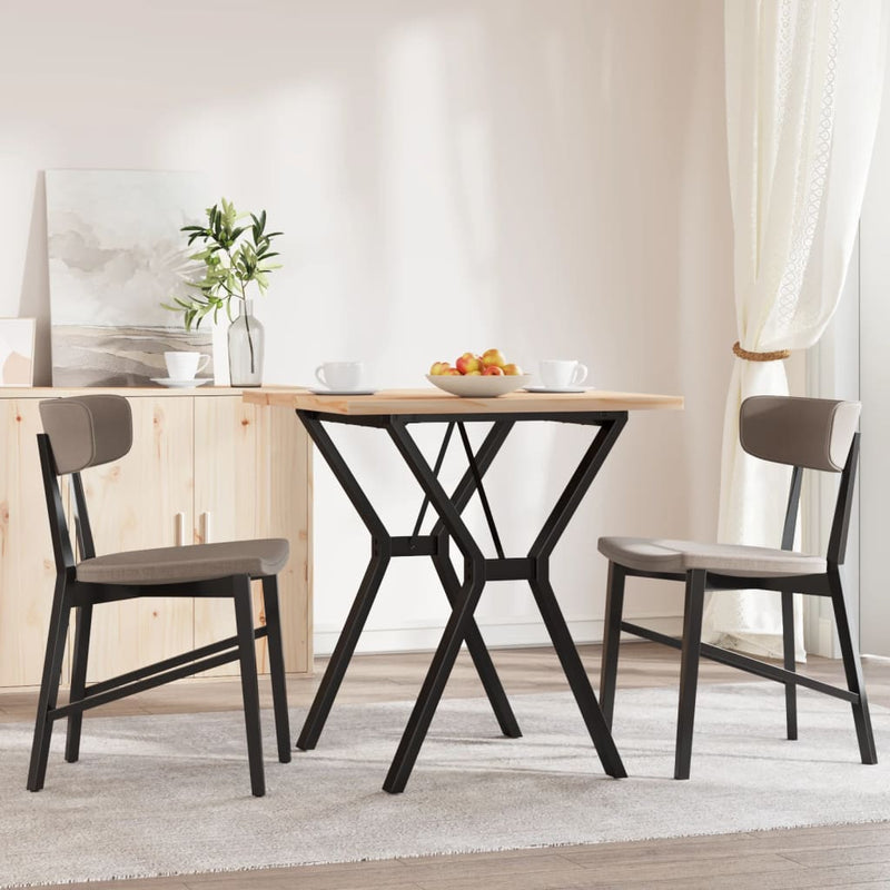 vidaXL tömör fenyőfa és acél étkezőasztal Y-vázzal 70x70x75,5 cm